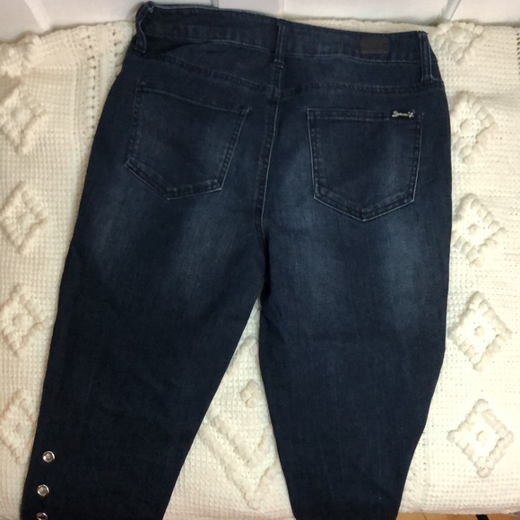 Seven7 Dark Wash Mid Rise Grommet Detail Split Hem Ankle Skinny Jeans Denim 10 - Picture 5 of 11